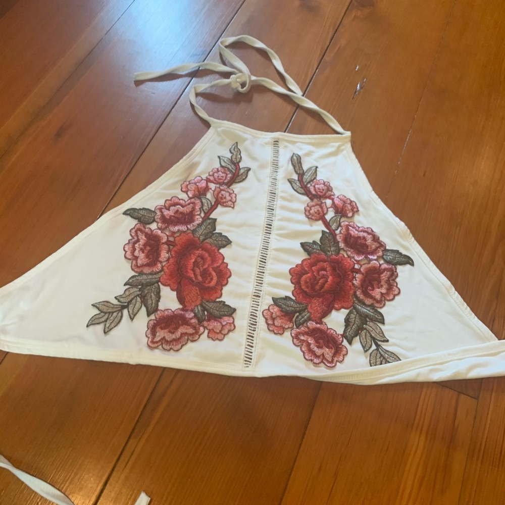 Shein embroidered halter top